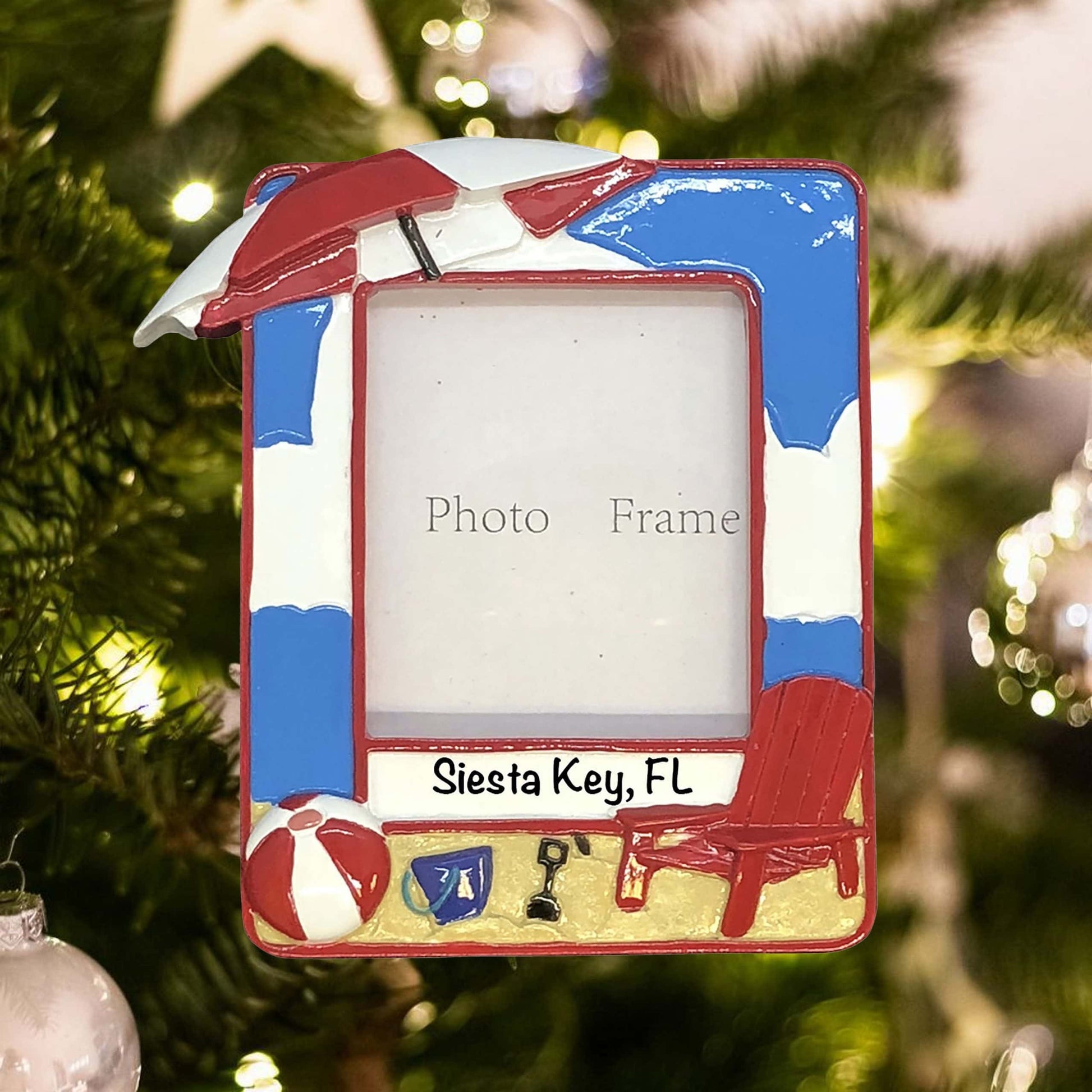 1830 Personalized Beach Photoframe Christmas Ornament