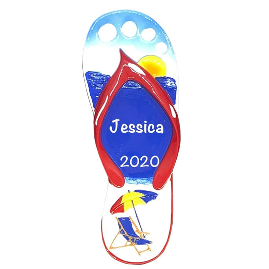 1832 Flip Flop Sea and Sun Personalized Christmas Ornament