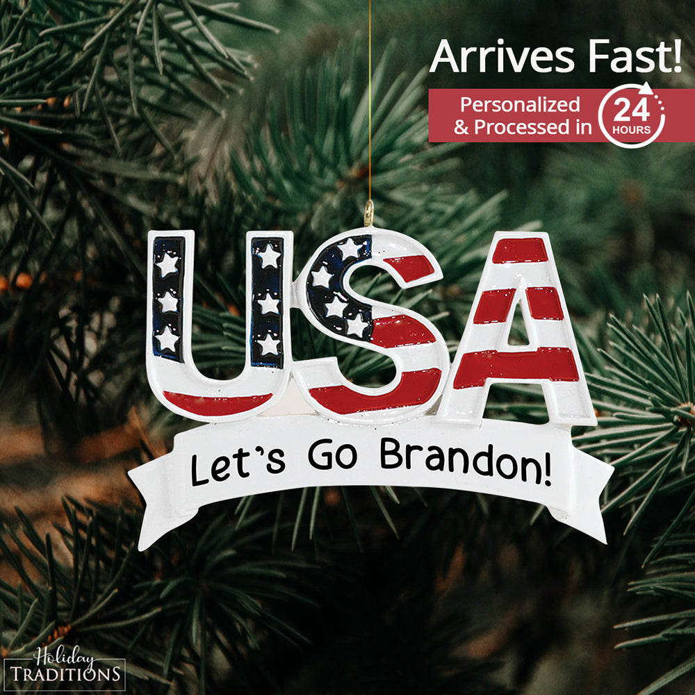 USA Patriotic Christmas Ornament