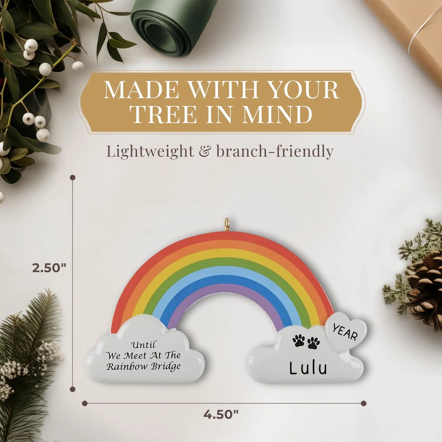 Adorno conmemorativo personalizado del Puente del Arcoíris para mascotas 