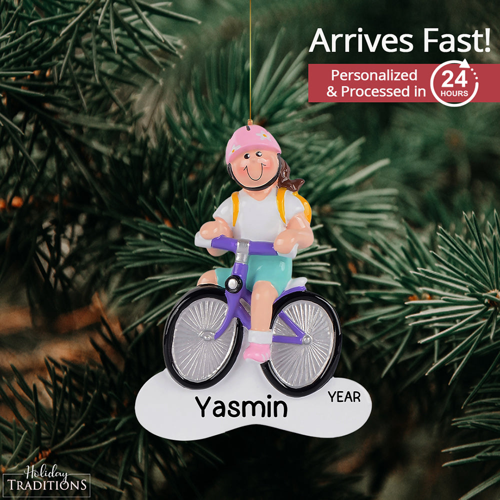 Girl Bike Christmas Ornament