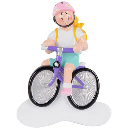 Girl Biking Christmas Ornament - Blonde