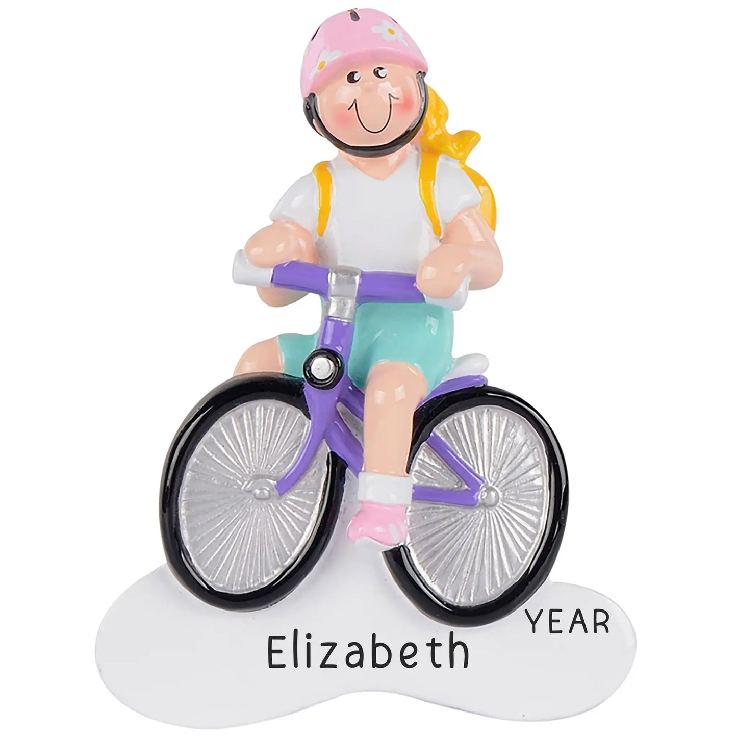 Girl Biking Christmas Ornament - Blonde