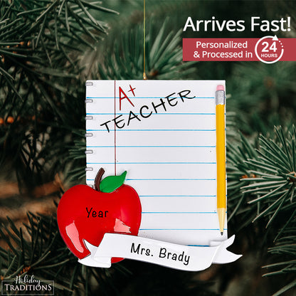 Teacher Notebook Christmas Ornament