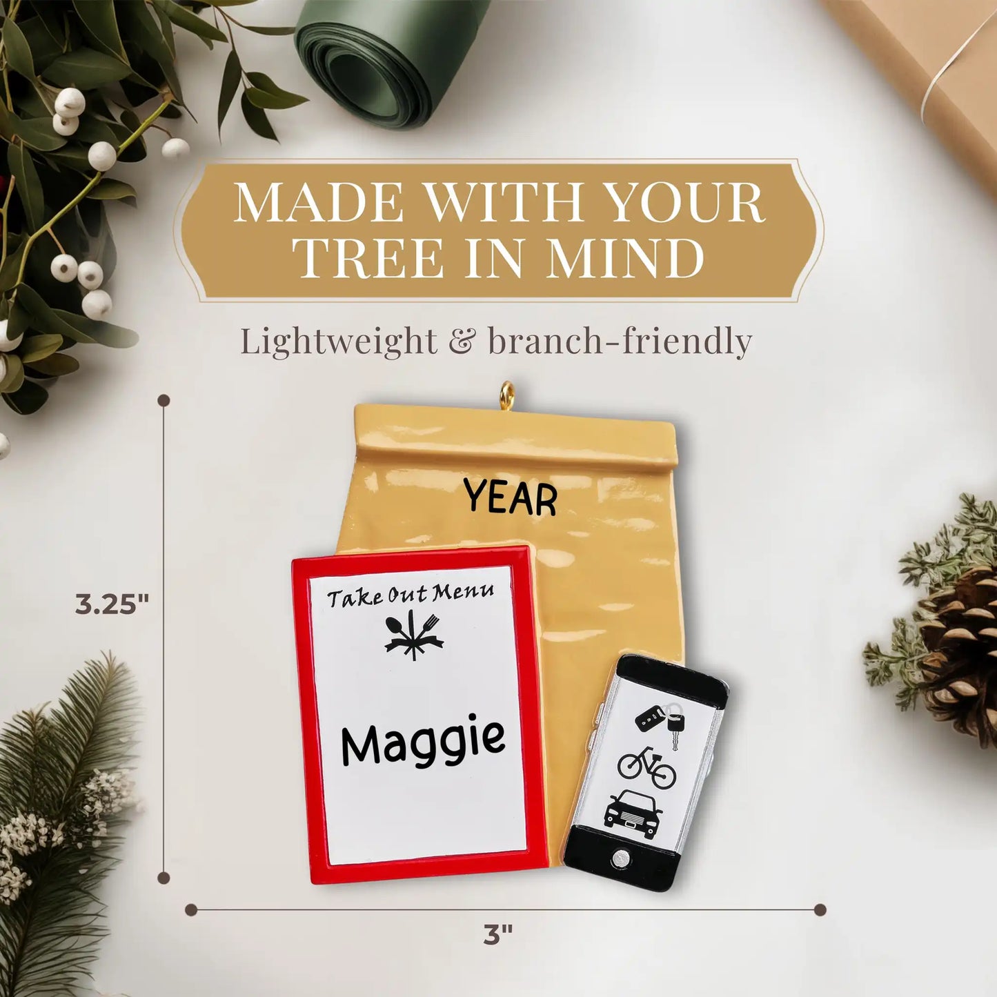 Take-Out To Go Uber Eats Christmas Ornament