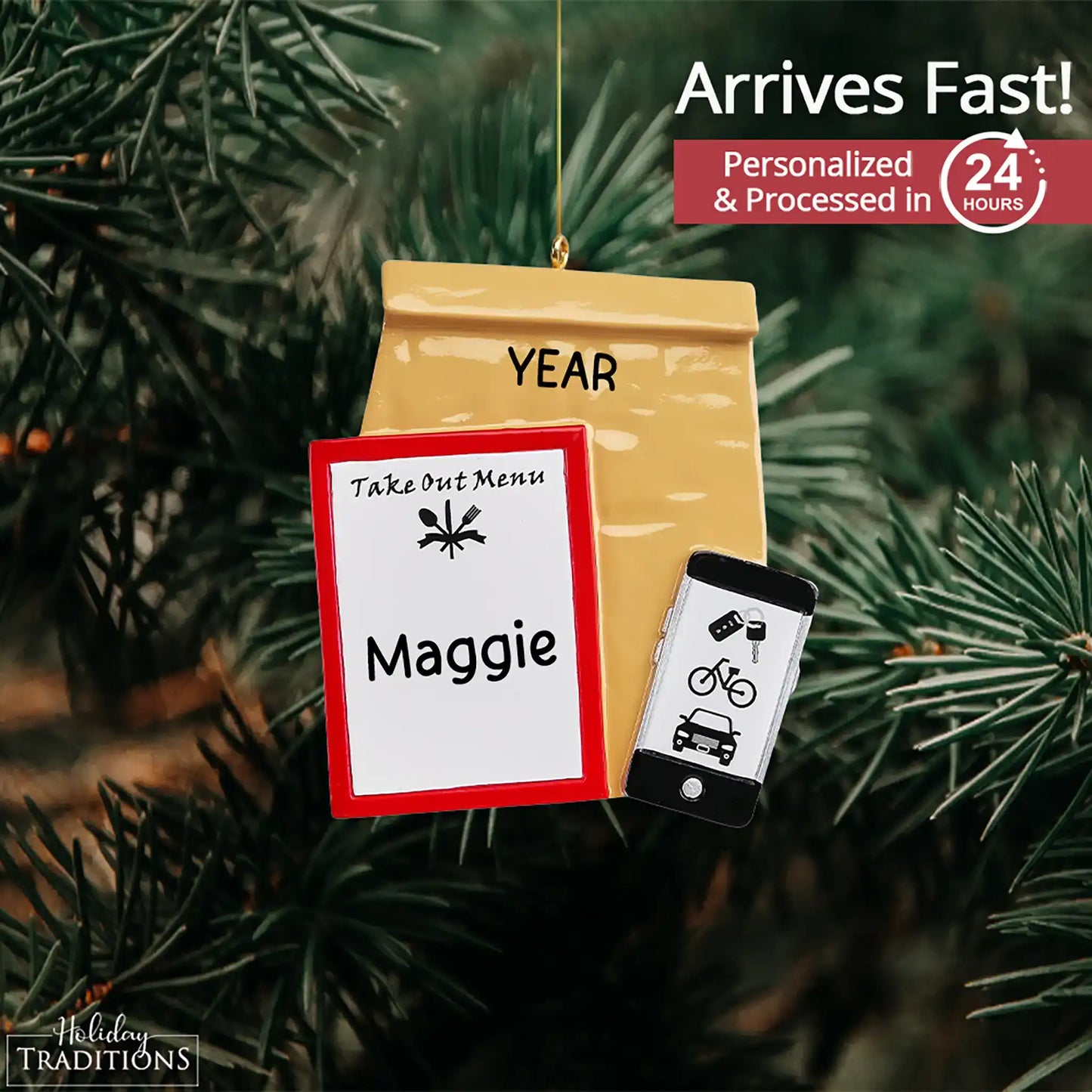 Take-Out To Go Uber Eats Christmas Ornament