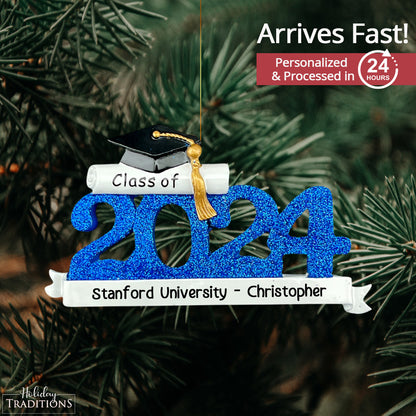 1934B - Personalized 2024 Graduation Ornaemnt for Christmas Tree - High School College Grad Gift - Holiday Traditions Christmas Tree