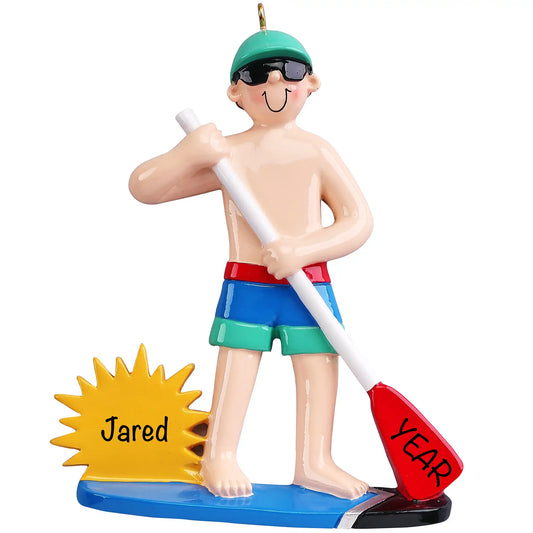 Paddle Board Guy Personalized Ornament