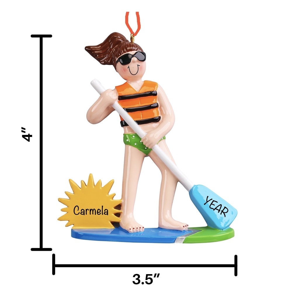 Stand Up Paddle Board Girl Personalized Christmas Ornament