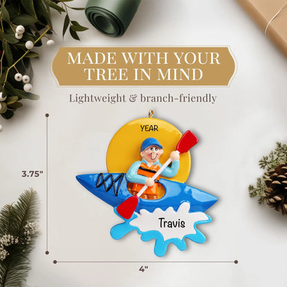 Kayak Guy Christmas Ornament