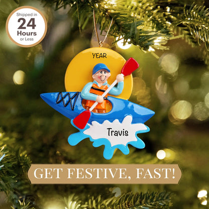 Kayak Guy Christmas Ornament