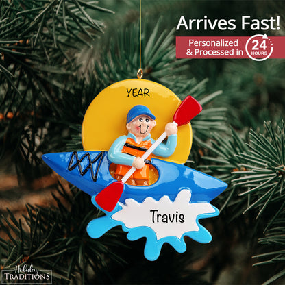 Kayak Guy Christmas Ornament