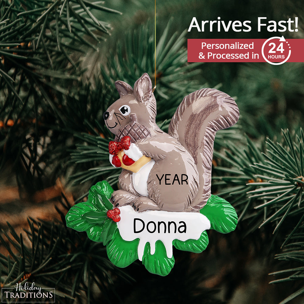 Squirrel Personalized Christmas Ornament