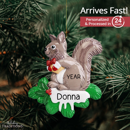 Squirrel Personalized Christmas Ornament