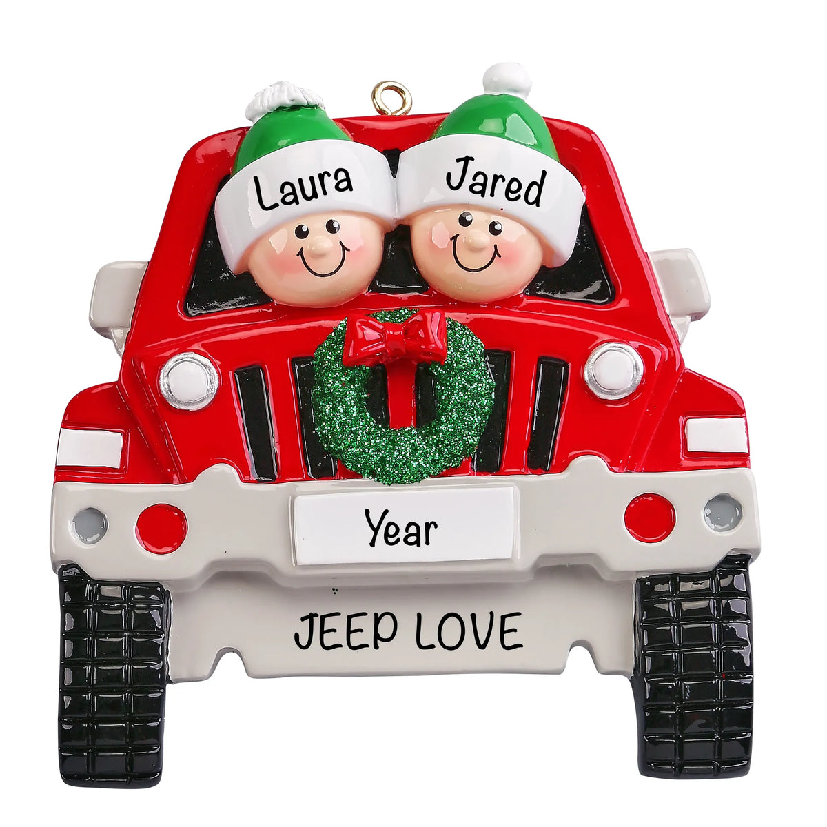 Personalized suv couple christmas ornament with names