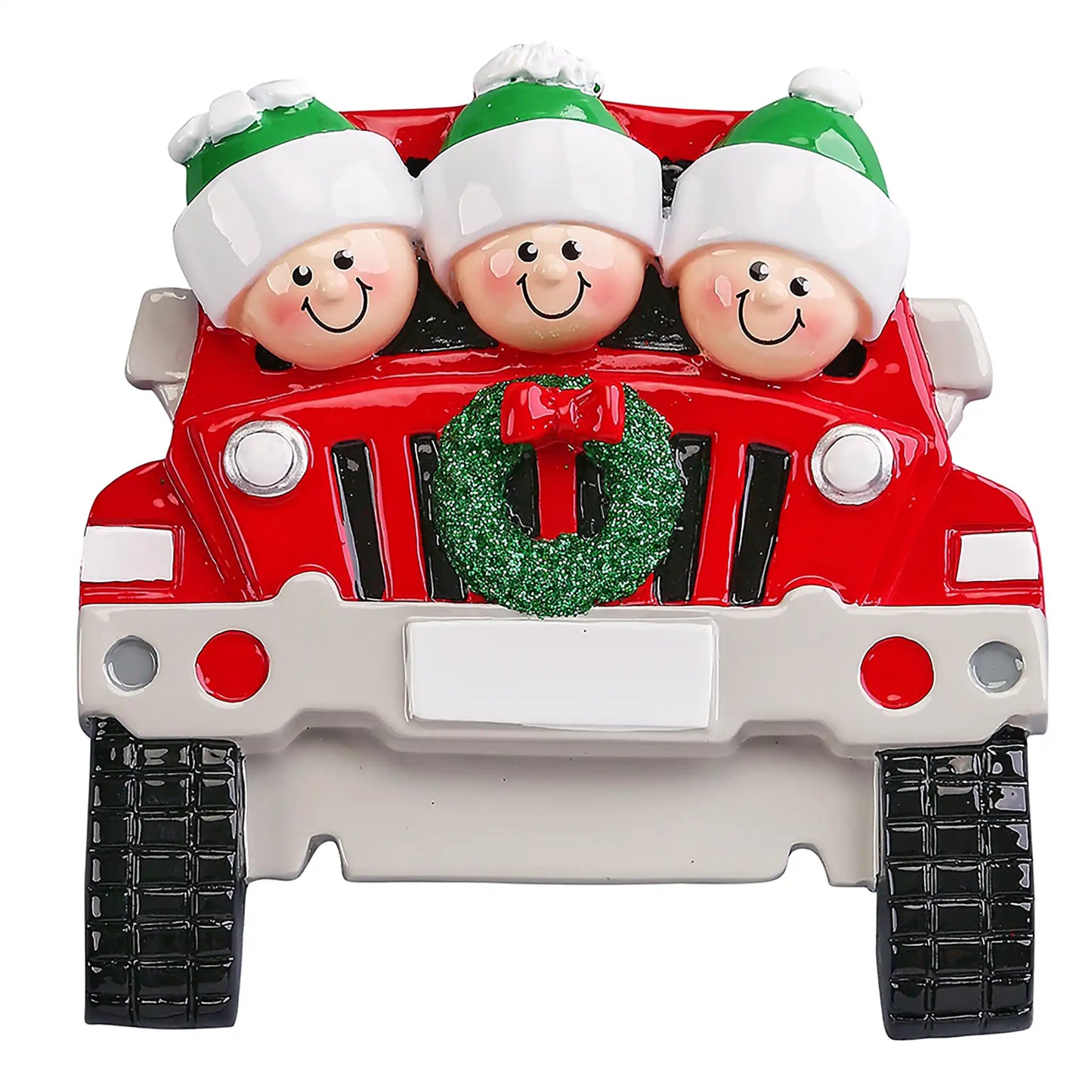 SUV Family of 3 Christmas Ornament