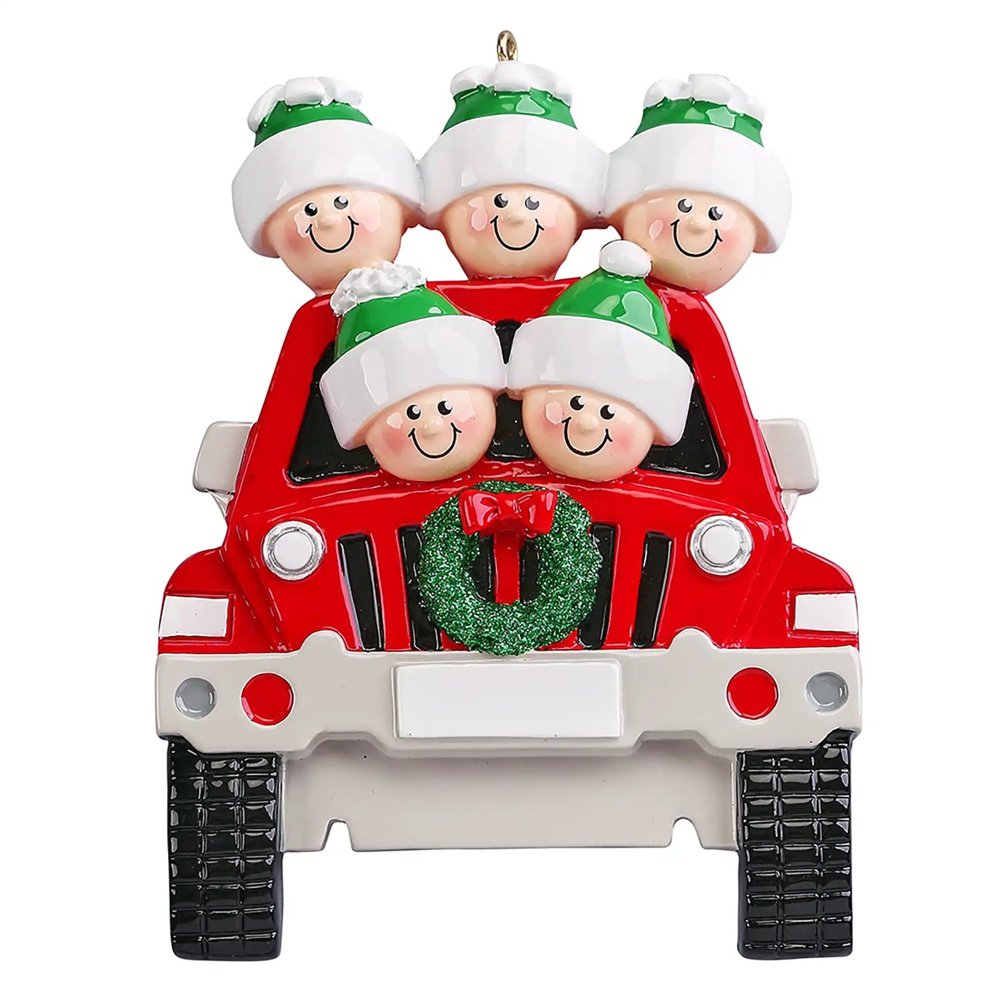 SUV Family of 5 Christmas Ornament