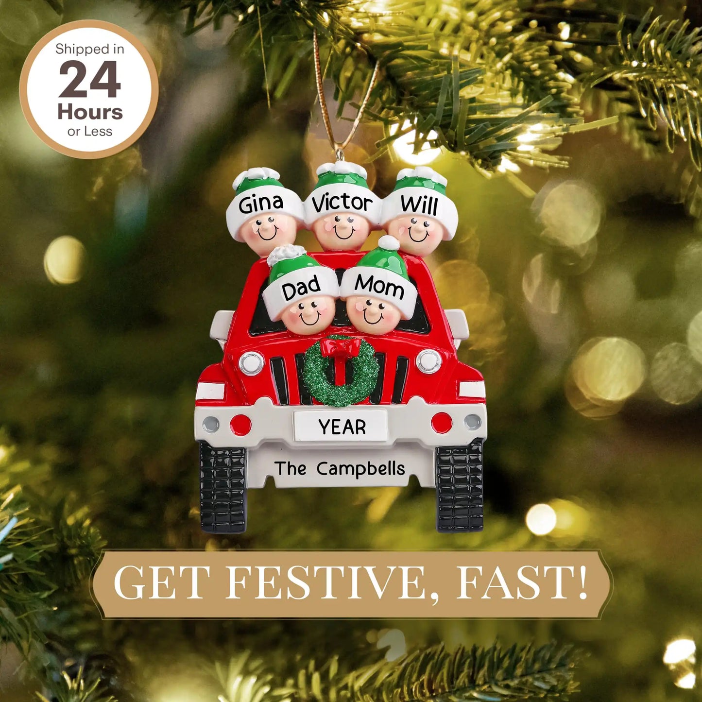 Adorno navideño SUV Familia de 5 