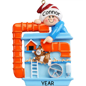 Personalized hamster and guinea pig Christmas ornament, a hamster and guinea pig with a name, message, and year laser engraved.