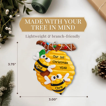 Honey Bees Couple Christmas Ornament