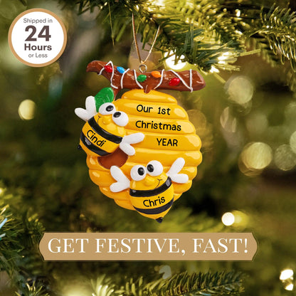 Honey Bees Couple Christmas Ornament
