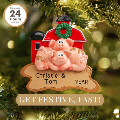 Pig Barn Christmas Ornament