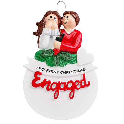 Engaged Couple Christmas Ornament