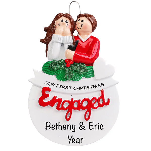 Engaged Couple 1st Christmas Personalized Ornament
