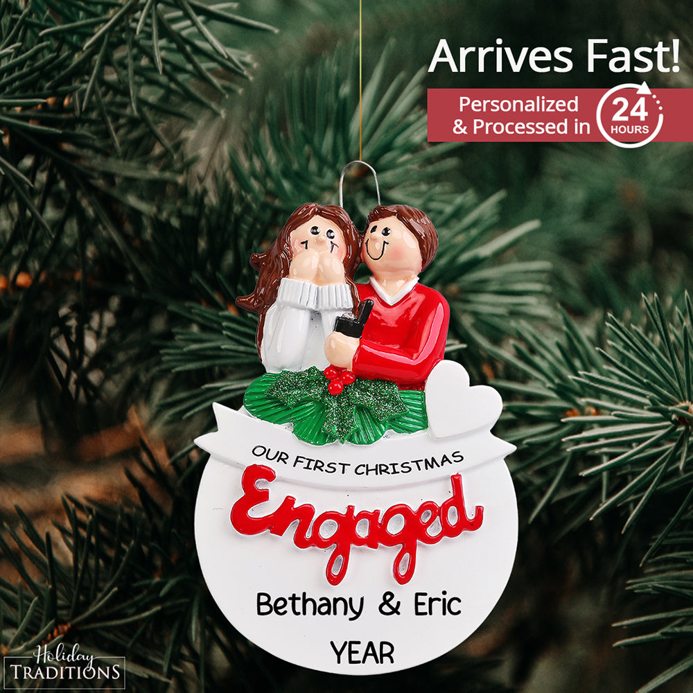 Engaged Couple Christmas Ornament