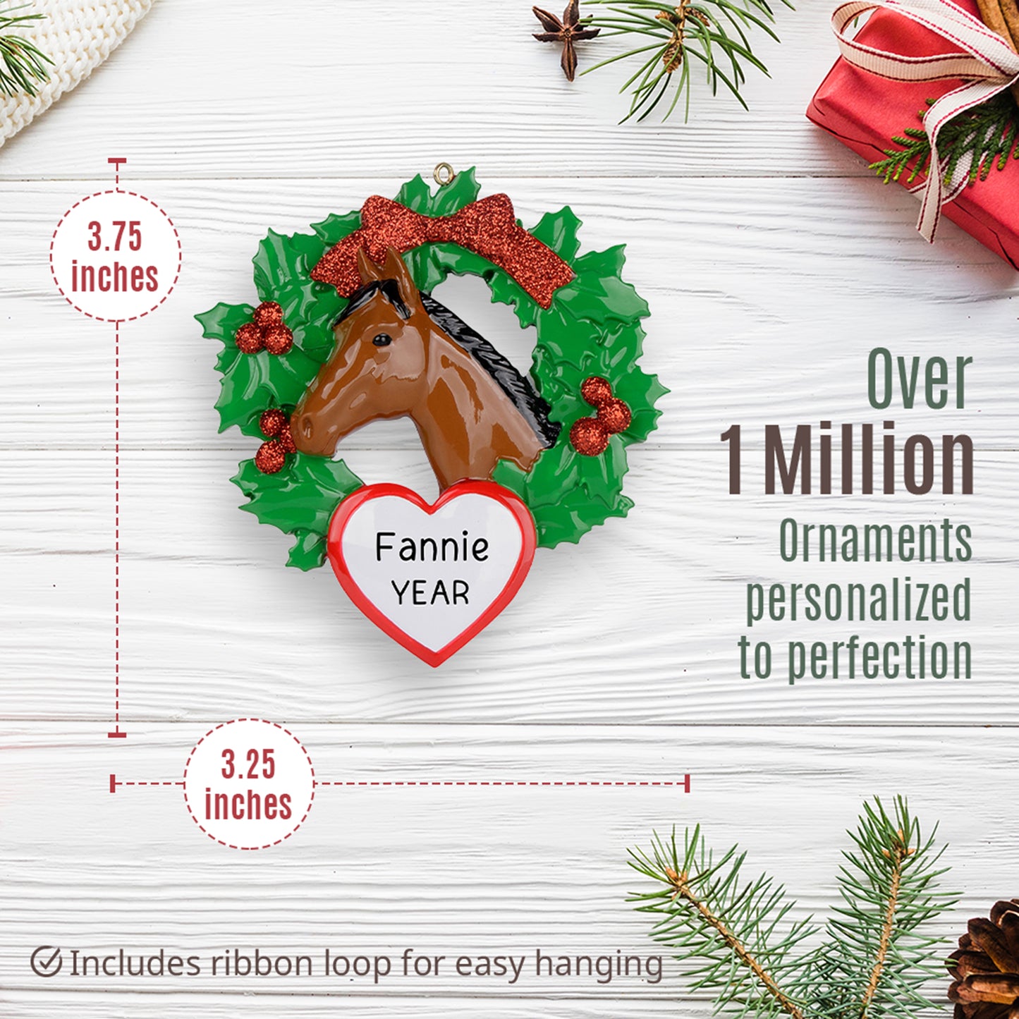 Horse Wreath Christmas Ornament