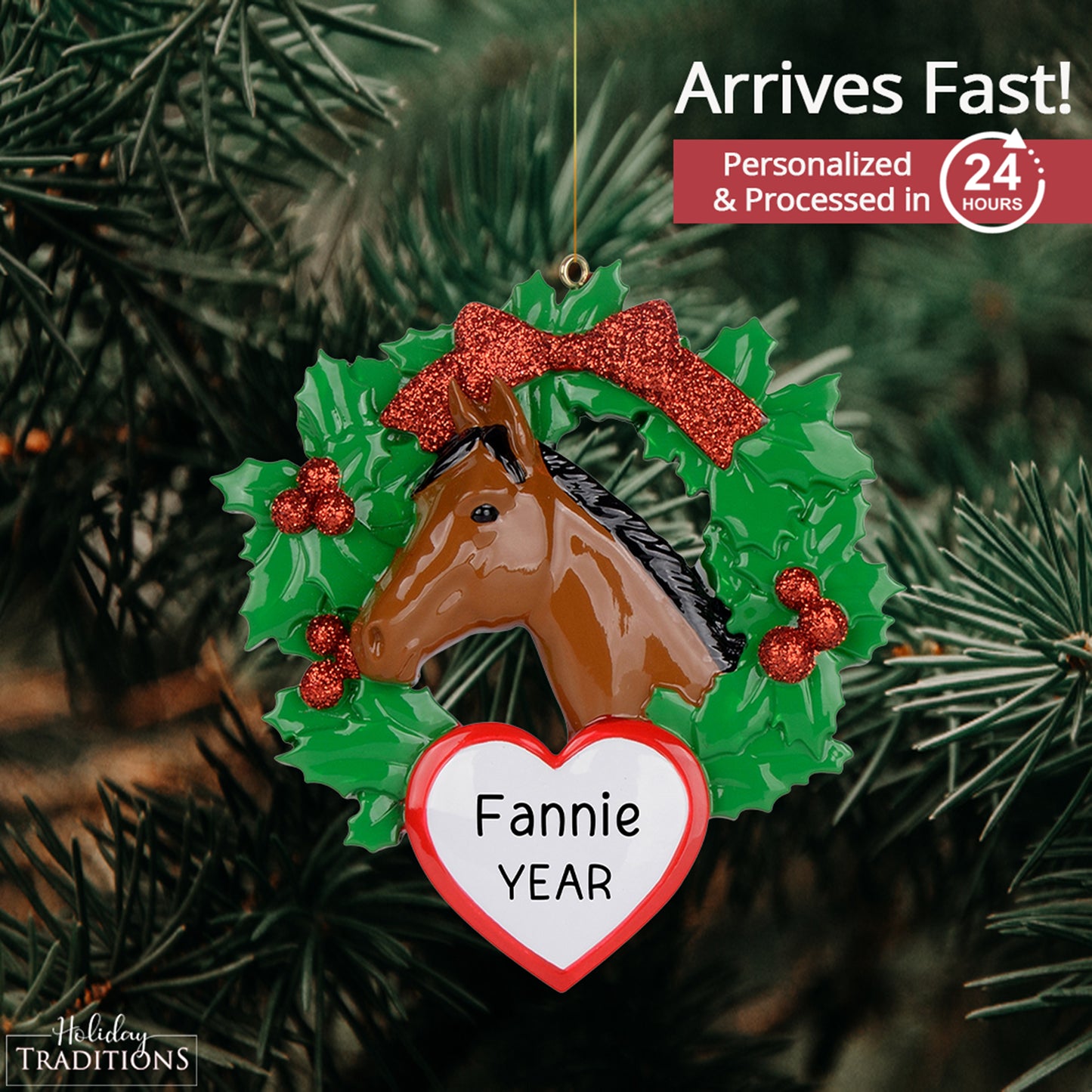 Horse Wreath Christmas Ornament