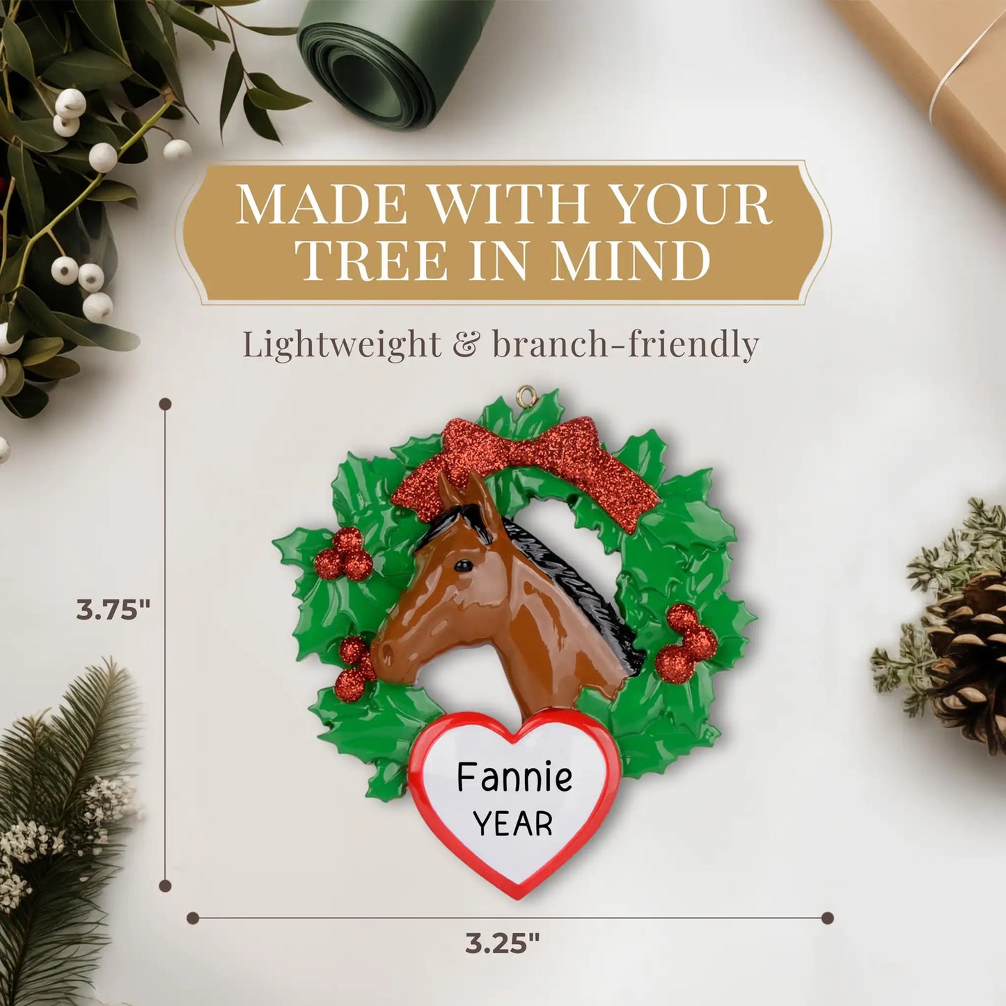 Horse Wreath Christmas Ornament
