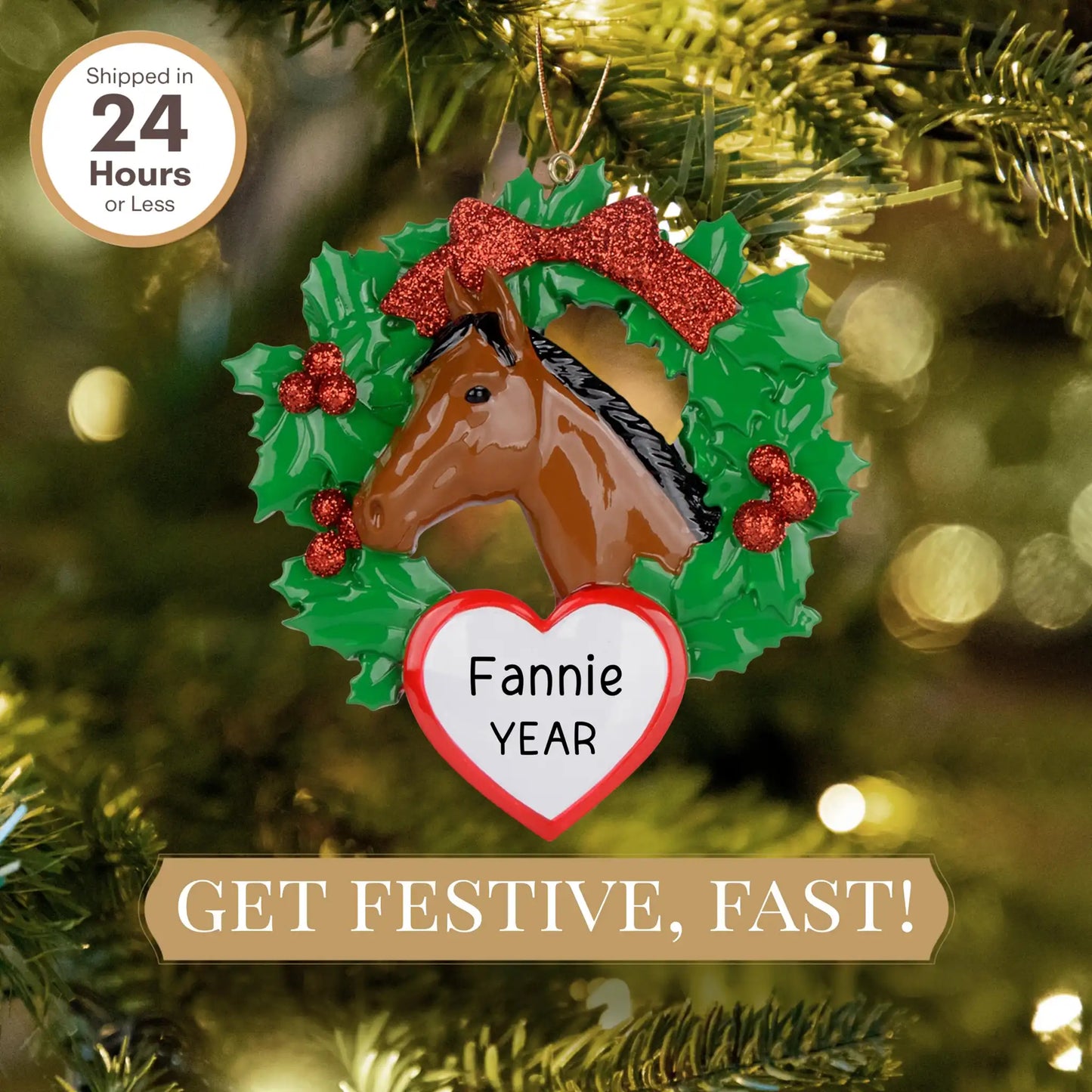 Horse Wreath Christmas Ornament