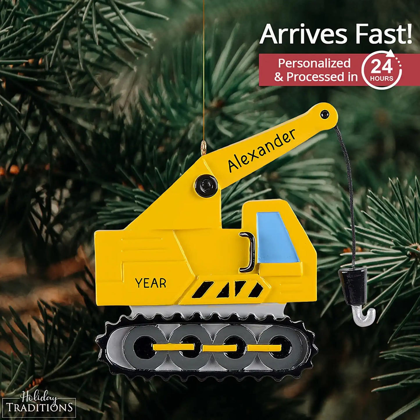 Construction Crane Personalized Ornament