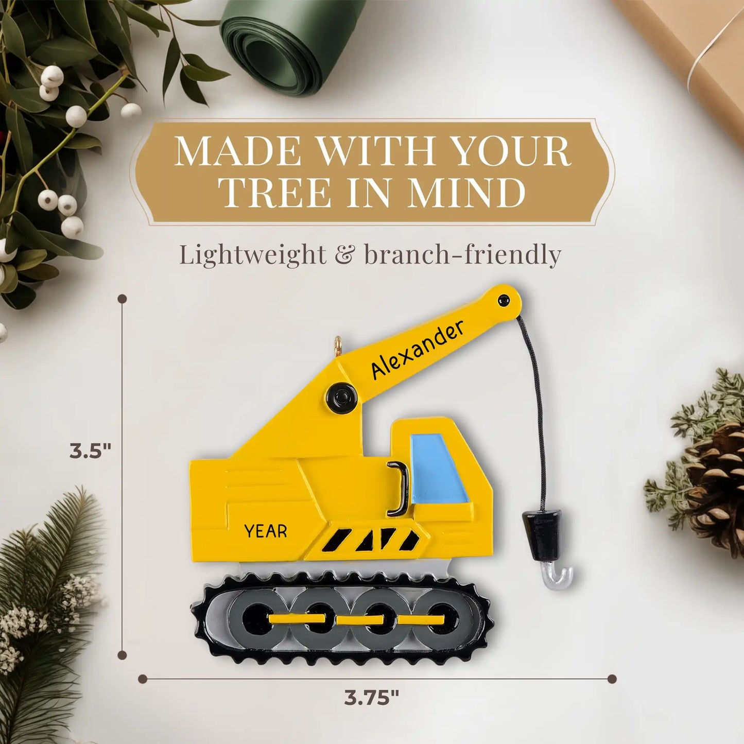 Construction Crane Personalized Ornament
