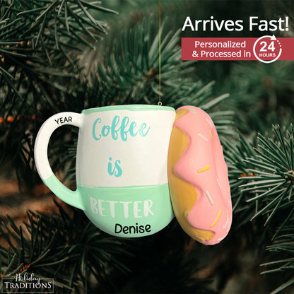 Coffee and Donut Christmas Ornament