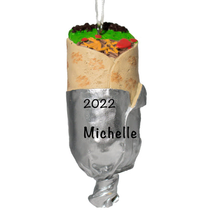 1HGO2818 Burrito Ornament - Personalized Burrito Christmas Ornament for Tree - Mexican Burrito Ornament - Holiday Traditions