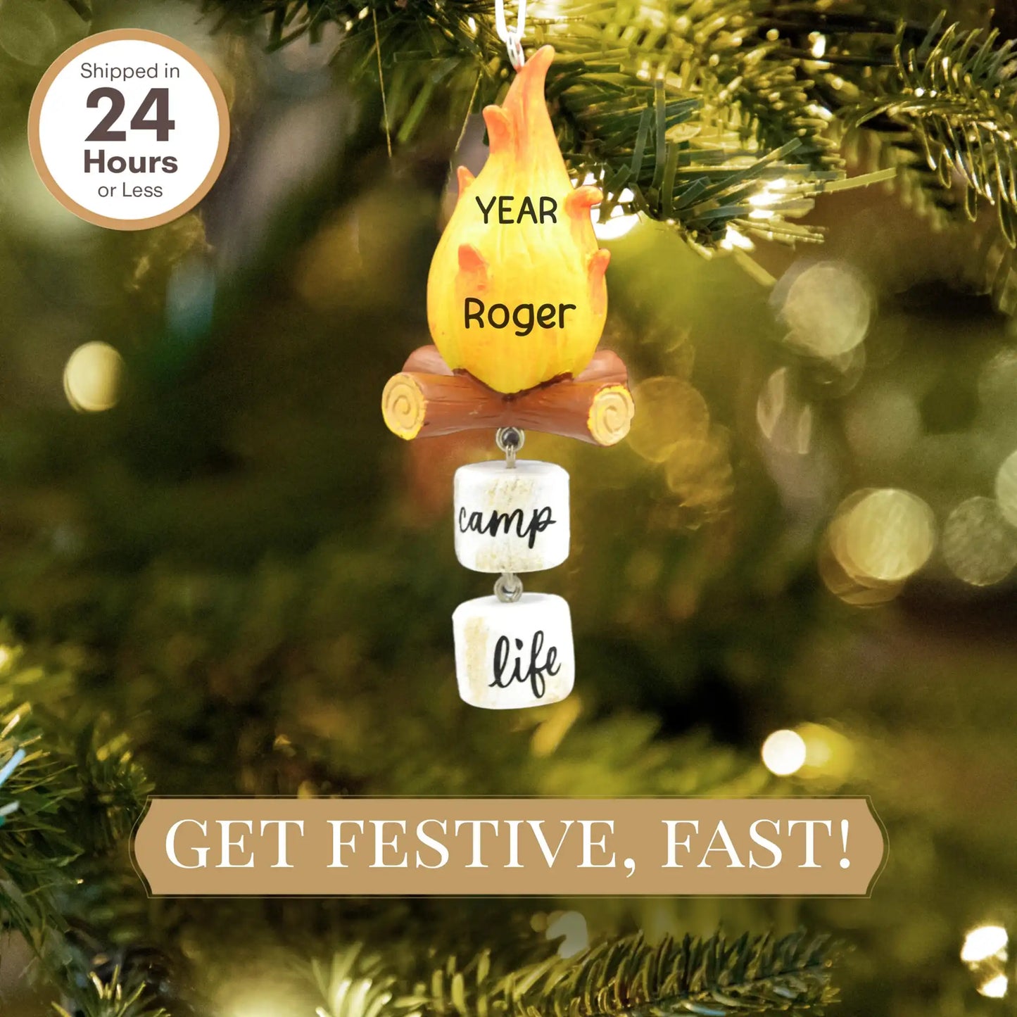 Campfire 3D Christmas Ornament