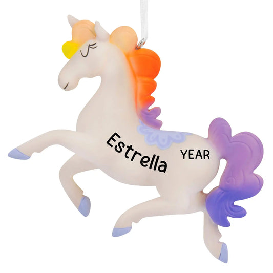 Rainbow Unicorn Christmas Ornament - 3D