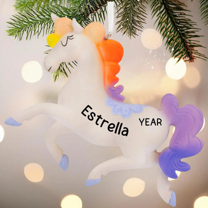 Rainbow Unicorn Christmas Ornament - 3D