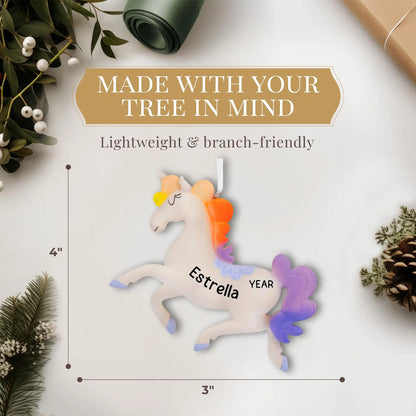 Rainbow Unicorn Christmas Ornament - 3D