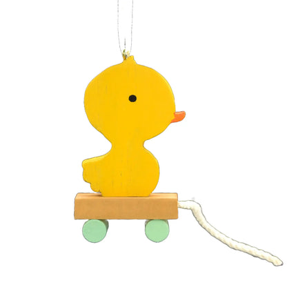 Yellow Wooden Duck 3D Christmas Ornament