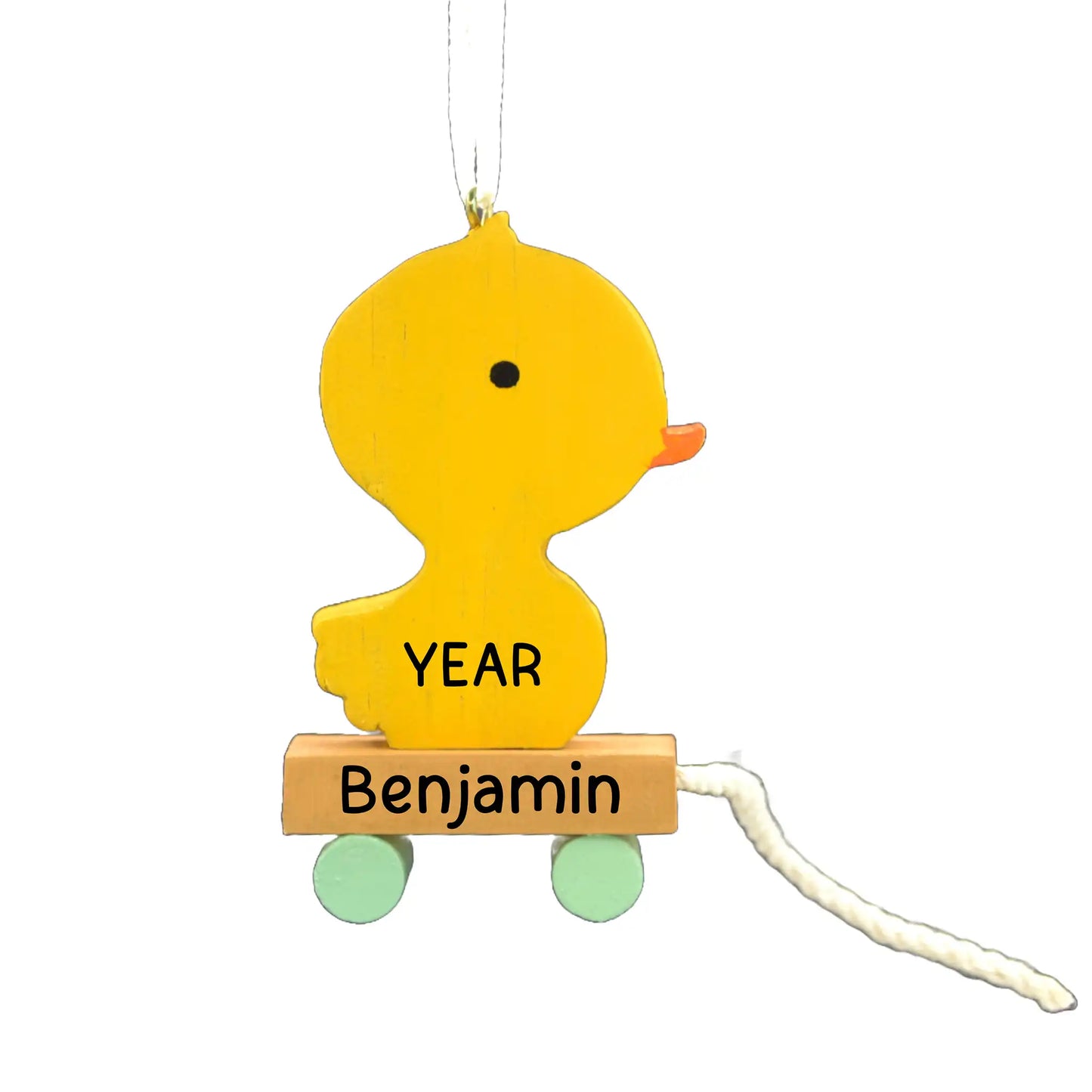 Yellow Wooden Duck 3D Christmas Ornament