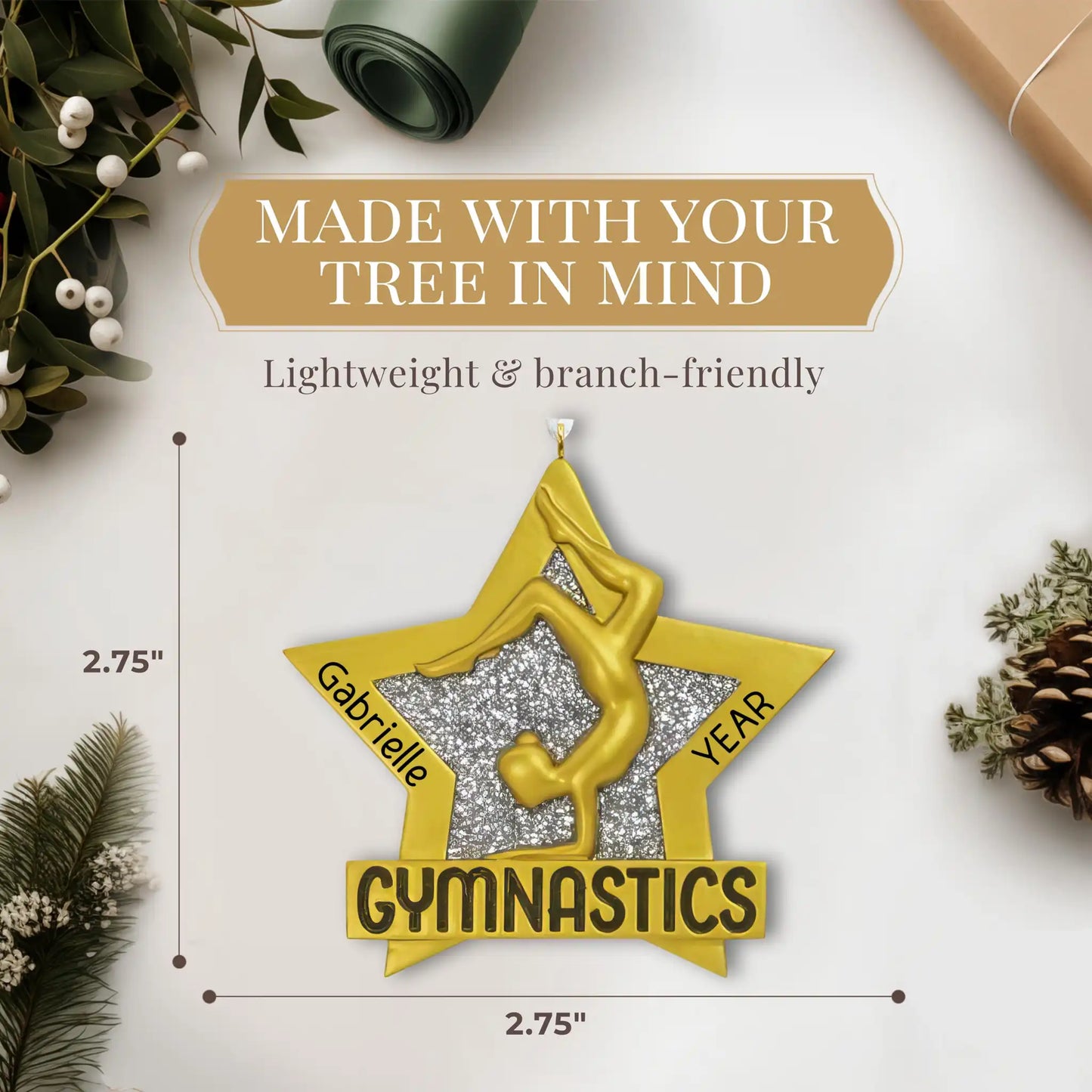 Adorno personalizado de estrella de gimnasia