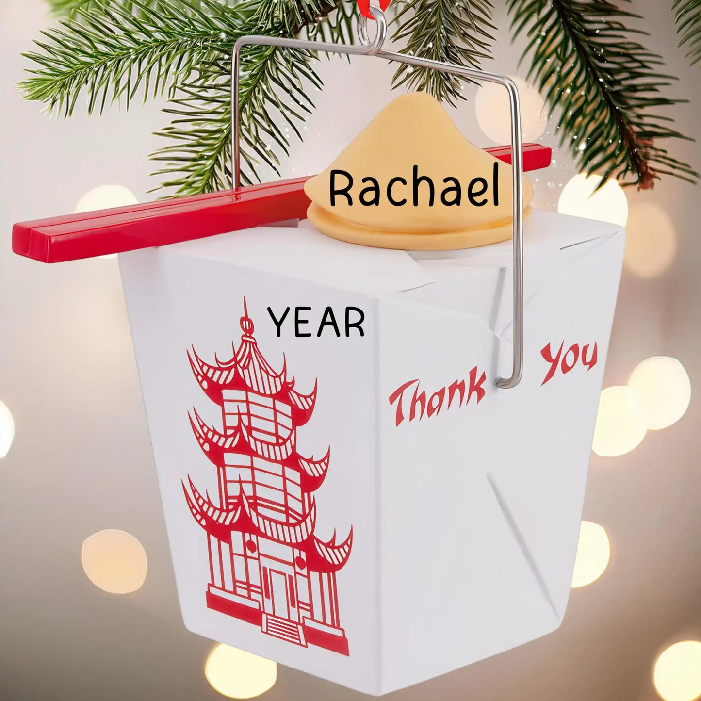 Adorno navideño 3D de comida china para llevar 