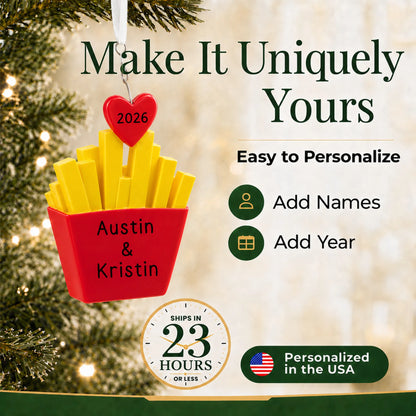 Make it yours: personalize the French Fries For You christmas ornament