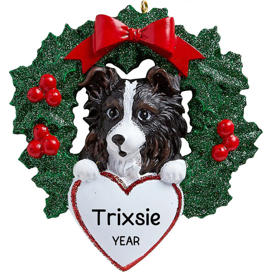 Australian Sheepdog Wreath Christmas Ornament