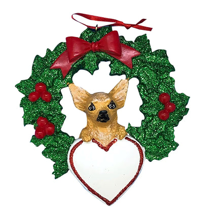 Chihuahua With Wreath Christmas Ornament