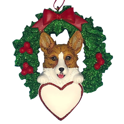 Corgi With Wreath Christmas Ornament