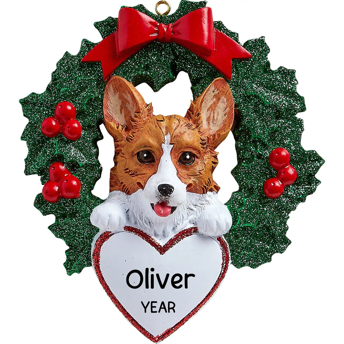 Corgi With Wreath Christmas Ornament